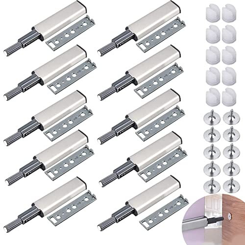10 PCS Push to Open Aimant Poussoir Porte Placard Loquet Magnetique,Tampon Amortisseur,Ouvre et Ferme avec Pression pour La Porte de L'armoire,Tiroir,Meuble et Placard