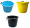 M1SS Set of 3- Plastic Builders Bucket 3 Gallon 14 Litre Water Mixing Storage Strong with Measuring Guide, Handle And Spout (Yellow, Blue, Black)