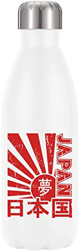 Japan Kanji Styled Red Rising Sun Faded Poster 350 ml Wasserflasche Styled Thermoflasche Edelstahl BPA-freie Thermoskanne Weiß One Size