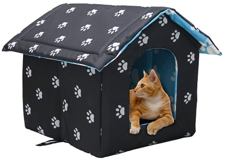Vinnypet Katzenhaus Für Draußen Wasserdicht Und Warm Faltbare Pet Tierheim | Katzenhäuser für Katzen Mit Abnehmbarem Kissen Für Streuner Haustiere 40x38x35cm