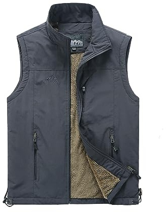 Btmpmcs Chaleco de Invierno para Hombre Chaqueta de Forro Polar Cálido Ligero Deportivos Abrigo de Pesca Exteriores Sin Mangas para Fotografía Al Aire Libre con Multibolsillos