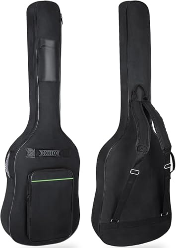 MUZTOP Tasche für Bassgitarre, Gigbag, weich gepolstert, für E-Bass, Rucksack mit Taschen, Schwarz, Bass Bag, Stilvoll