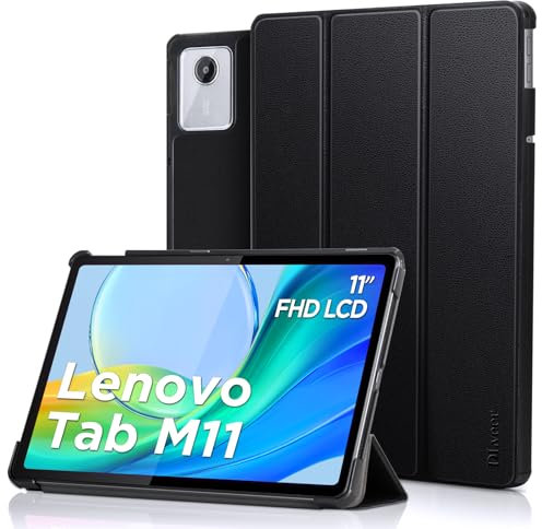 DLveer Hülle für Lenovo Tab M11 Tablet 11 Zoll (TB330FU/TB330XU), Slim Smart PU Leder Schutzhülle mit Stander, Auto Schlaf/wach Funktion, Schwarz