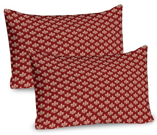 ABAKUHAUS Fleur De Lis Kissenbezug Packung mit 2, Französisch Lizenz Wappen-Lilien-Symbol Vintage-Königreich Klassische Heraldik, Dekorativer Gedruckter Kissenbezug, 80 x 40 cm, Pfirsich Zinnoberrot