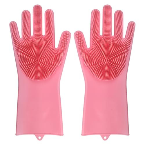 FYJL Cleaning Gloves Tableware Cleaning Gloves, Household Scrubbers, Kitchen Cleaning Tools Dishwashing Gloves(Pink)