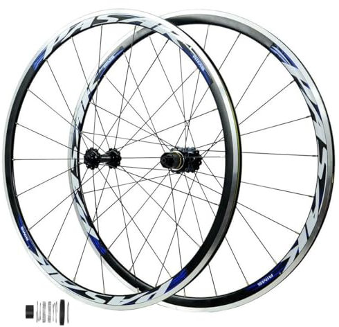 LPYDWZ Rennrad Radsatz 700C, Aluminiumlegierung, V-Bremse 30MM Mountainbike Felge Schnellspanner Vorder und Hinterräder Kompatibel mit 7-12 Gang Kassette(Black)