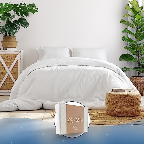 Samthus Bettwäsche 155x200 Baumwolle Satin - Oeko-Tex Made In Green - Himmlisch weicher Schlaf - Bettwäsche-Set mit 1x Bettbezug 155x200 + 1x Kissenbezug 80x80 - Duvet Cover - Weiß