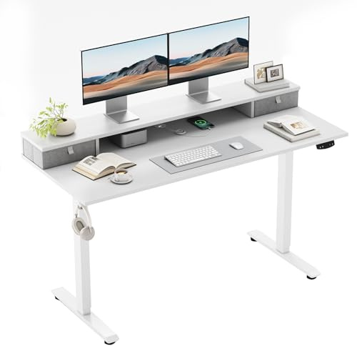 Klicelor Electric Height Adjustable Desk, with 2 Fabric Drawers, 100x60cm