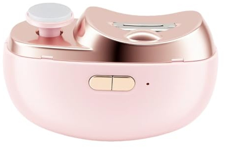 Horuili® Tagliaunghie elettrico, lucidatore per unghie, LED per rifinire e lucidare le unghie Con funzione di lima e luce, smerigliatore per unghie multifunzionale (rosa)