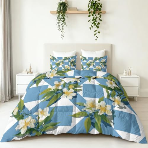 Tryckta täcken 140 x 200 cm barnsängkläder 4 årstider - blommiga fyrkantiga löv vändbar täcke utan skydd 1 person - modern geometrisk abstrakt Edredon mjuk sommartvättbar