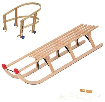 Colint Schlitten 110 Holz Rodel Winter Sport Lehne Holz Leine