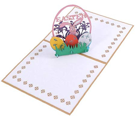1pc Ostern-karte 3d Osterhasen Und Eier Blumen Ausschnitte Pop Up Osterkarten Handmade Grußkarten Feiertags-geschenk Für Ostern
