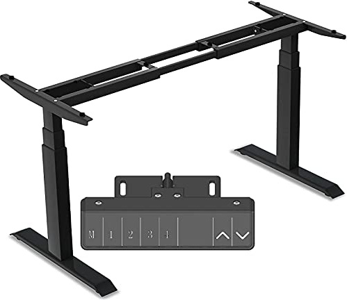 Höhenverstellbarer Schreibtisch elektrisch, Höhenverstellbares Tischgestell, Gestell, 3-Fach-Teleskop mit Memory Steuerung, Für Erwachsene und Kinder, Anti-Kollisions-Technik, bis 1250 mm (Black)