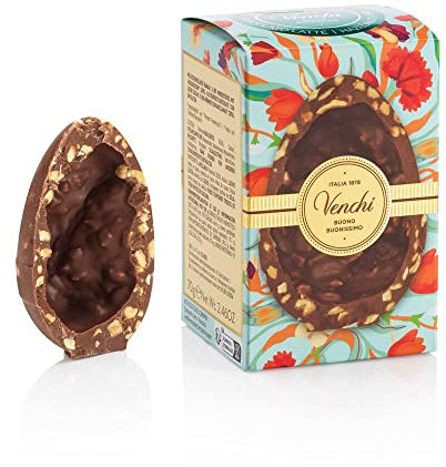 Venchi - Collezione Pasqua - Mini Uovo di Cioccolato Brutto&Buono Latte con Nocciole Piemonte IGP, 70 g - Con Sorpresa - Fatto a Mano - Idea Regalo - Senza Glutine