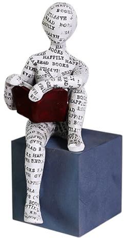 Buachois Skulptur för hylla, abstrakt läsning för kvinnor som läser handmålad staty skulptur, enkelt kontor dekorativt hantverk, bokhylla, dekoration (#6)