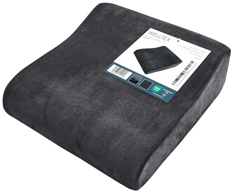 WELLTEX Keilkissen in schwarz | Praktische Sitzerhöhung für Senioren oder Stuhlerhöhung für Kinder | Bezug waschbar und abnehmbar | Unterseite rutschfest | Reissverschluss | 40 x 40 x 13-8 cm