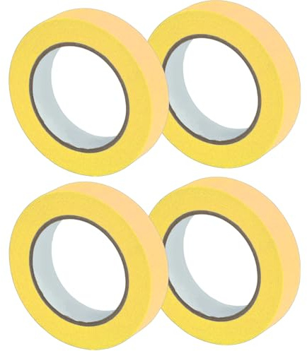 AidShunn Masking Tape for Painting, Sticks Well Multi-Surface Painters Tape - 24mm x 20m Decorators Tape, Painters Masking Tape for Indoor Painting and Decorating, Paint Tape – Pack of 4 (Yellow)