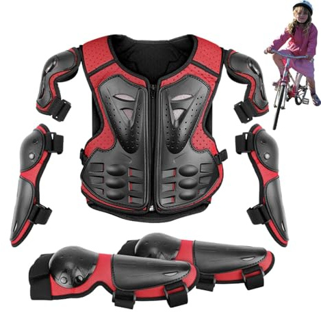 Protezione corpo moto – 5 pezzi per bambini moto | Protezione corpo per moto bambini | Protezione da equitazione per bambini con protezione per ginocchia, gomiti, braccia e spalle per bambini