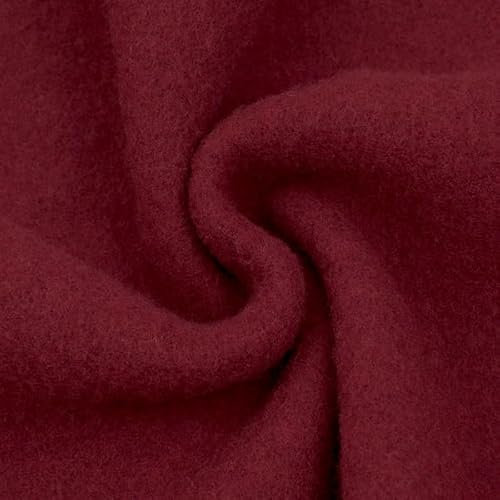 STOFFKONTOR Wollfleece Stoff - Öko-Tex Standard 100 - Mulesing-frei - Meterware, Farbe Bordeaux - zum Nähen von Mänteln, Jacken, Ponchos, Decken, Homeaccessoires UVM.