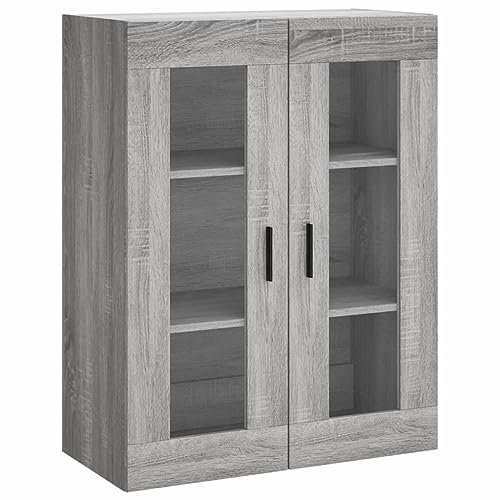 HEFZGDB Wandschrank Grau Sonoma 69,5x34x90 cm Küchenbuffet Barschrank Küchenschränke Vitrinenschrank Küche für Wohnstube Speisesaal Dessert Shop Café