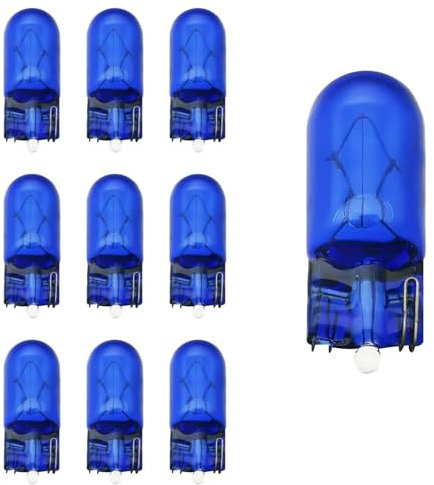 10 pezzi blu luce di posizione lampada base in vetro T10 lampadine alogene blu W5W luce di posizione targa illuminazione base in vetro per luce di parcheggio, illuminazione targa, illuminazione