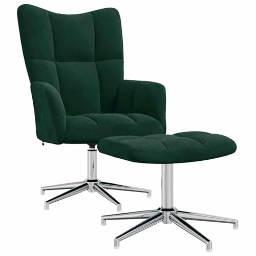 vidaXL Relaxsessel mit Hocker Dunkelgrün Samt