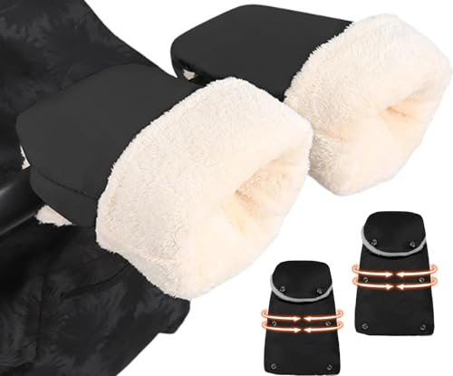 AESZITTEW Pram Gloves Thick Winter Pram Warmmuffs,Windproof Stroller Hand Muff, Soft Cold Weather Protection Handlebar Mittens for Pushchair Trailer Bicycle (#2)