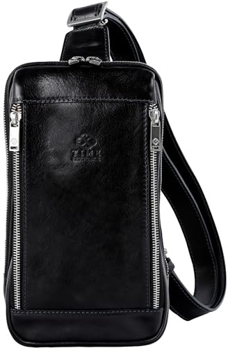 Time Resistance Brusttasche Leder Herren - Stylische Umhängetasche - Sling Bag - Rücken & Brust - 100% Leder - Italienische Handwerkstradition