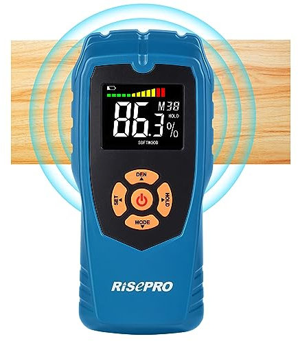 RISEPRO Détecteur d'humidité pour bois de chauffage, mur, maçonnerie, bois tendre et bois dur