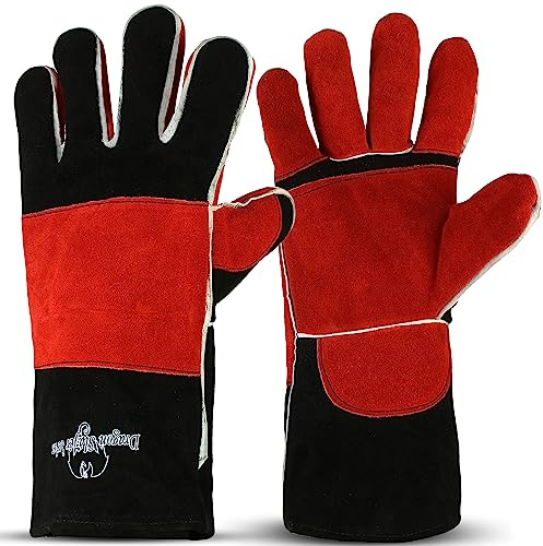 STRONGARM Dragon Slayer 14 Welding Gloves, High Heat up to 932°F (500°C), FR Cowhide Leather Gauntlet, Kevlar Stitching, 3-Layer Insulated for MIG TIG Stick Welding, 1 Pair