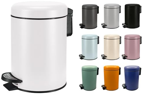 KW Soft Shade Small Round Pedal Bin (Soft White, 3 Ltr)