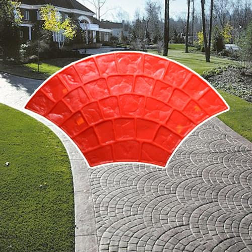 Stampi per Cemento Effetto Pietra Tappetino per Stampi per Timbri per Pavimenti in Cemento a Forma di Ventaglio, Timbri in Calcestruzzo Poliuretanico Senza Soluzione di Continuità, Stampi per Timbri I