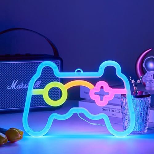 Gpurplebud Gaming Neon Schild, Gamer LED Neonlicht USB und Batterie Betrieben Spielförmige Leuchtreklame für Gaming Zimmer, Jugendzimmer, Jungen