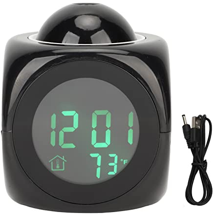 KIMISS Orologio a Proiezione, Display a LED, Allarme per Camera da Letto, Proiettore, Orologio Digitale, Piccola Proiezione, Allarme con Temperatura, Proiettore Klocka, Mini Proiettore