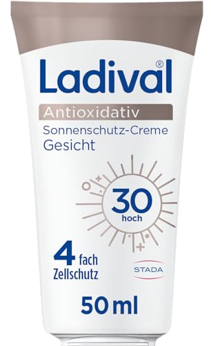 Ladival Antioxidativ Sonnencreme Gesicht LSF 50, Mit Vitamin C & E, 50ml | 4-fach Zellschutz, mit Anti-Pollution-Komplex, schützt vor Umweltbelastungen, nicht komedogen, schweißresistent