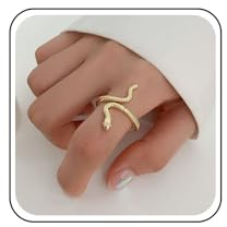 Yheakne Punk Serpiente Anillo De Oro Serpiente Envoltura Anillo Gótico Serpiente Animal Abierto Anillo De Dedo Serpiente Nudillo Anillo De Halloween Ajustable Joyería Para Las Mujeres