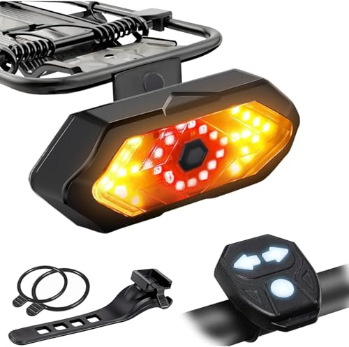 Luz Trasera Bicicleta Potente LED con Intermitentes y Mando a Distancia - 5 Modos LED, IPX4 Impermeable, USB Recargable, Bocina, Montaje Universal para Manillar/Portaequipajes/Casco