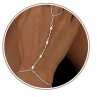 Dochais Pulseras Mujer, Cadena Mano Ajustable Oro 14K/Plateado, Brazalete Anillo-Dedo, Joyería Corporal Elegante Impermeable, Regalo
