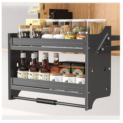 Armadio regolabile a 2 ripiani per cucina e casa, scaffale portaspezie per armadi superiori grigio (660 x 260 x 530 mm) perfetto per bar e caffè