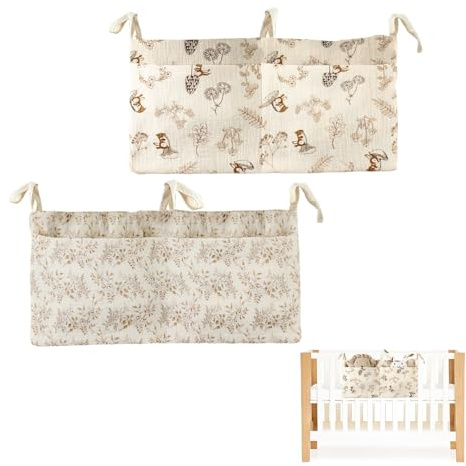 2 Pezzi Organizer per lettino, Organizer Fasciatoio per Neonati Regolabile, Tasche Portaoggetti Letto, Portaoggetti Tasca da Appendere per Letto Usato per Riporre Vestiti Pannolini Giocattoli