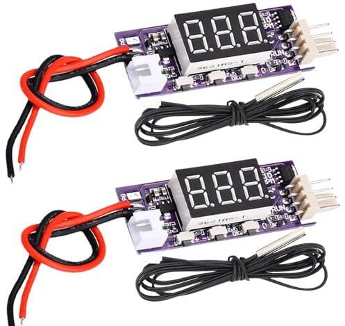 2 Stück PWM Fan Speed Control Module, DC 12V 3A 4 Draht Lüftersteuerung mit Sonden, PWM Controller Automatischer Temperaturregler NTC Sensor, Lüftergeschwindigkeits Steuermodul für 3000mA Lüfter