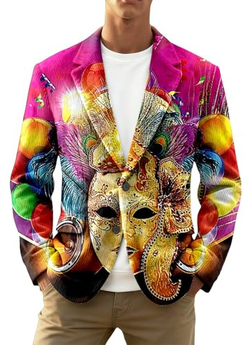 Blazer Uomo Casual Giacca in Corduroy con Paillettes per Uomo con Stampa per Feste, Eventi Formali e Club