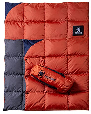 OneTigris Ultralätt resefilt i dun, campingfilt, utomhusfilt, varm, vattentät, kompakt, duntäcke, för camping, picknick och vandring, 195 x 135 cm (5–25 ℃)
