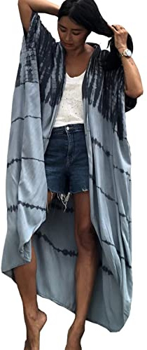 YOUKD Été Long Kaftan Bohemian Beach Kimono Maillot de Bain Cover Up Robe Grande Taille pour Les Femmes