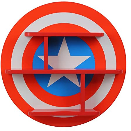Disney Marvel Avengers Captain America Small Wall Shelf, Wall Mounted Kids' Bookshelf and Storage Shelf | Wooden Floating Shelves For Bedroom & Playroom
