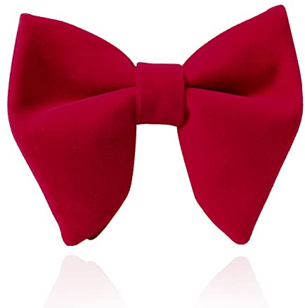 HOULIFE Pajarita para hombre – Pajarita ajustable de terciopelo preatada pajarita de un solo color con mariposas grandes para novios boda formal con caja de regalo, rojo, 12x10cm
