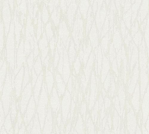 Livingwalls Carta da parati bianca, design 395631 con struttura e glitter – Carta da parati in tessuto non tessuto di alta qualità con effetto metallizzato, 10,05 m x 0,53 m, made in Germany