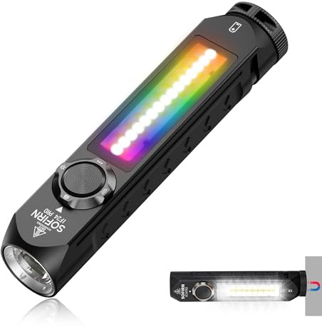 Sofirn IF24 Pro LED Taschenlampe Sehr Helle - EDC Taschenlampen LED Aufladbar 1800 Lumen, Superhelle Wiederaufladbare Lampe mit Magnetischer Endkappe, Rotlicht Farbigen Lampen für Camping, Wandern