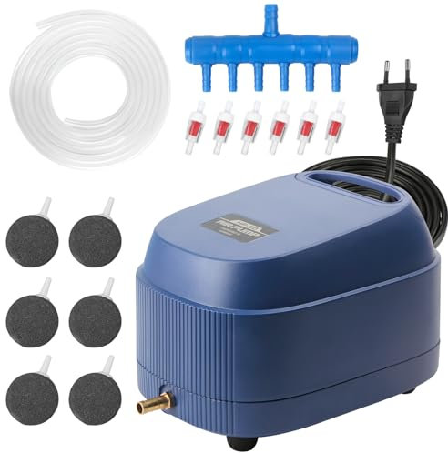 ITIY Kommerzielle Aquarium Luftpumpe, 20W Ultra Leise Regensichere Aquarium Sauerstoff Pumpe, Einstellbare Fisch Tank Flüster Belüfter Kit für Teich Aquakultur Garten Reservoirs mit Zubehör