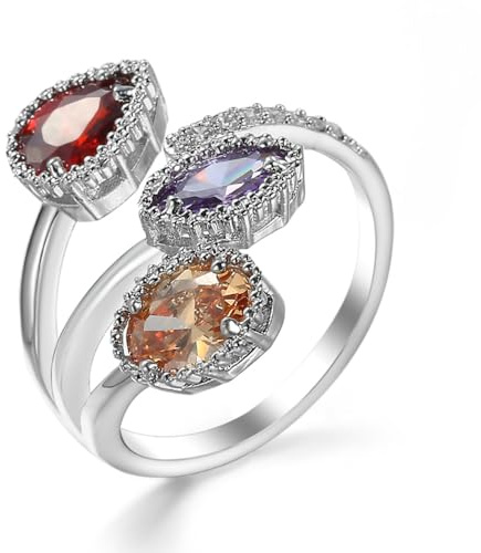 IMINI Bague de déclaration ouverte avec diamant brillant en baisse pour femmes filles strass CZ feuille grimpeur envelopper pour doigt anneaux de promesses bandes bijoux de mode cadeaux, Cuivre,